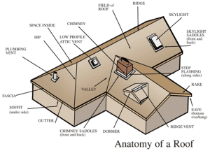 Anatomy of a Roof with all Roof Parts Labeled