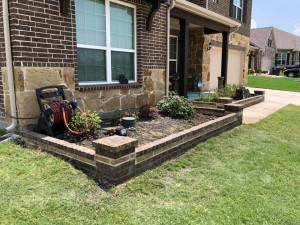 Brick Landscape Border with Corner Pillars
