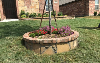 Custom Stone and Brick Tree Surround Flowerbed