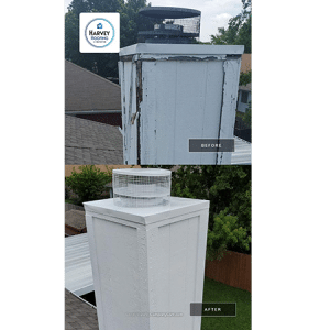 Chimney Siding Restoration and Paint Before and After