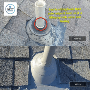 Repair of Plumbing Vent on Roof Before and After