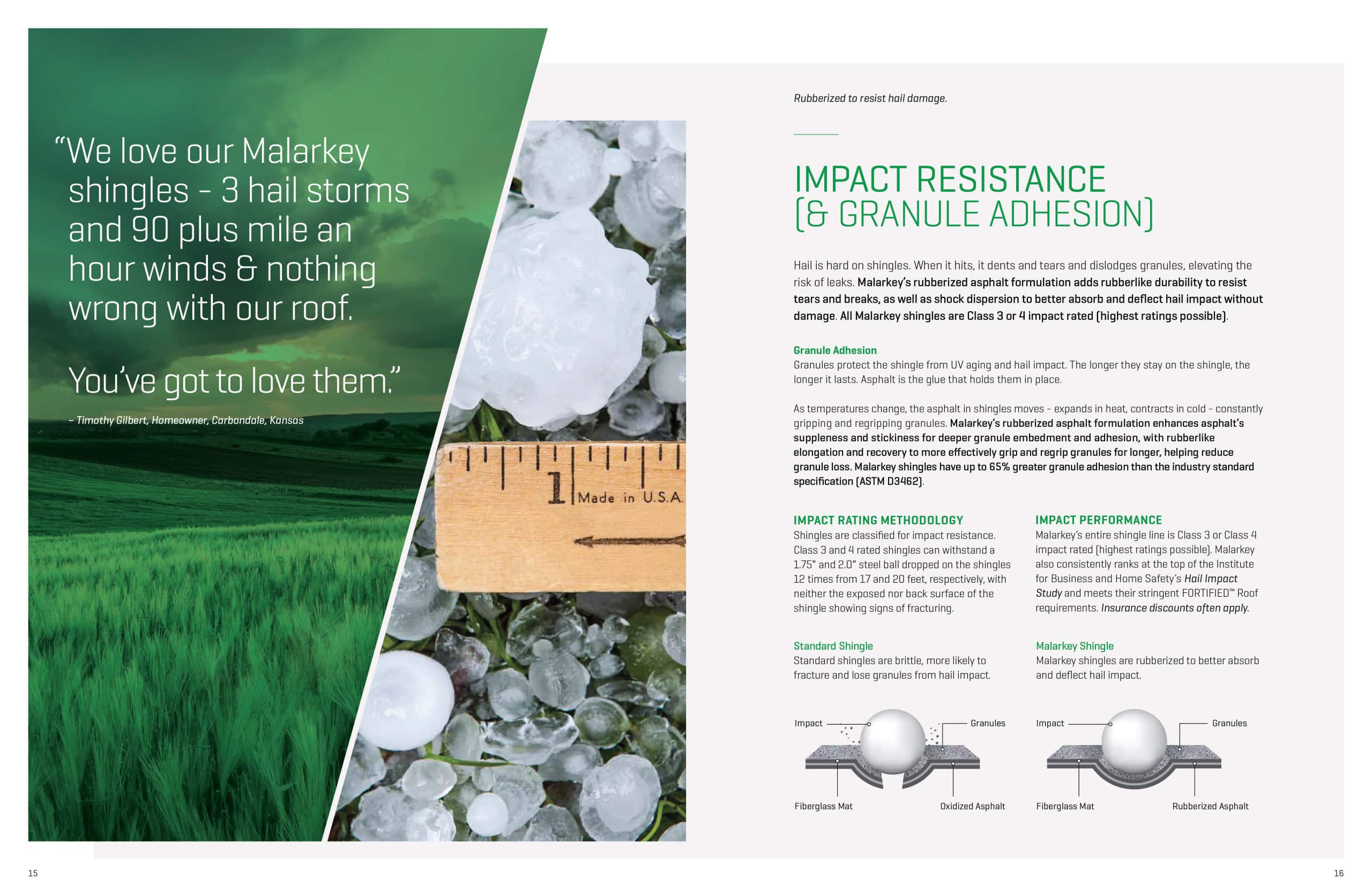 Malarkey Hail Impact Resistance and Granule Retention Info Graphic