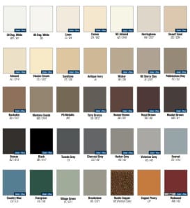 Color Chart - Seamless Aluminum K Style Rain Gutters