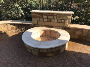 Custom Stone Fire Pit and Patio Addition