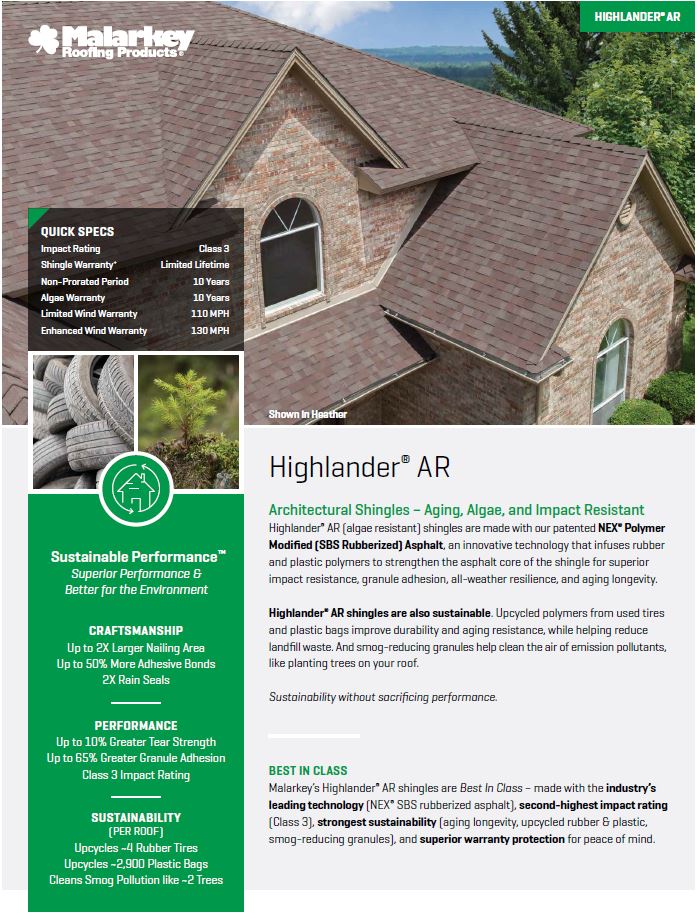 Malarkey Asphalt Roofing Shingles – Highlander AR Overview Graphic