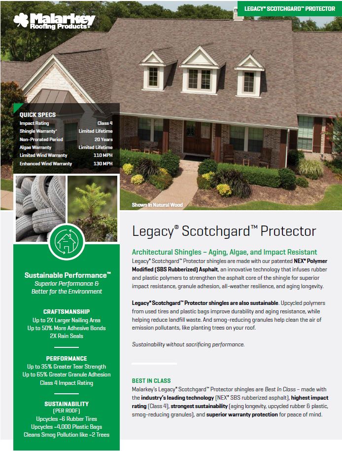 Malarkey Legacy Shingles Product Info Graphic