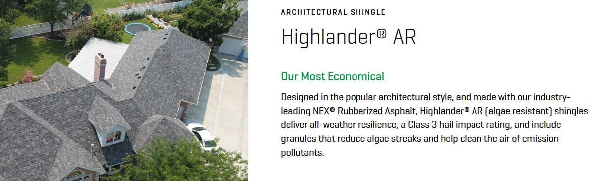 Malarkey Highlander Shingles Product Info Graphic