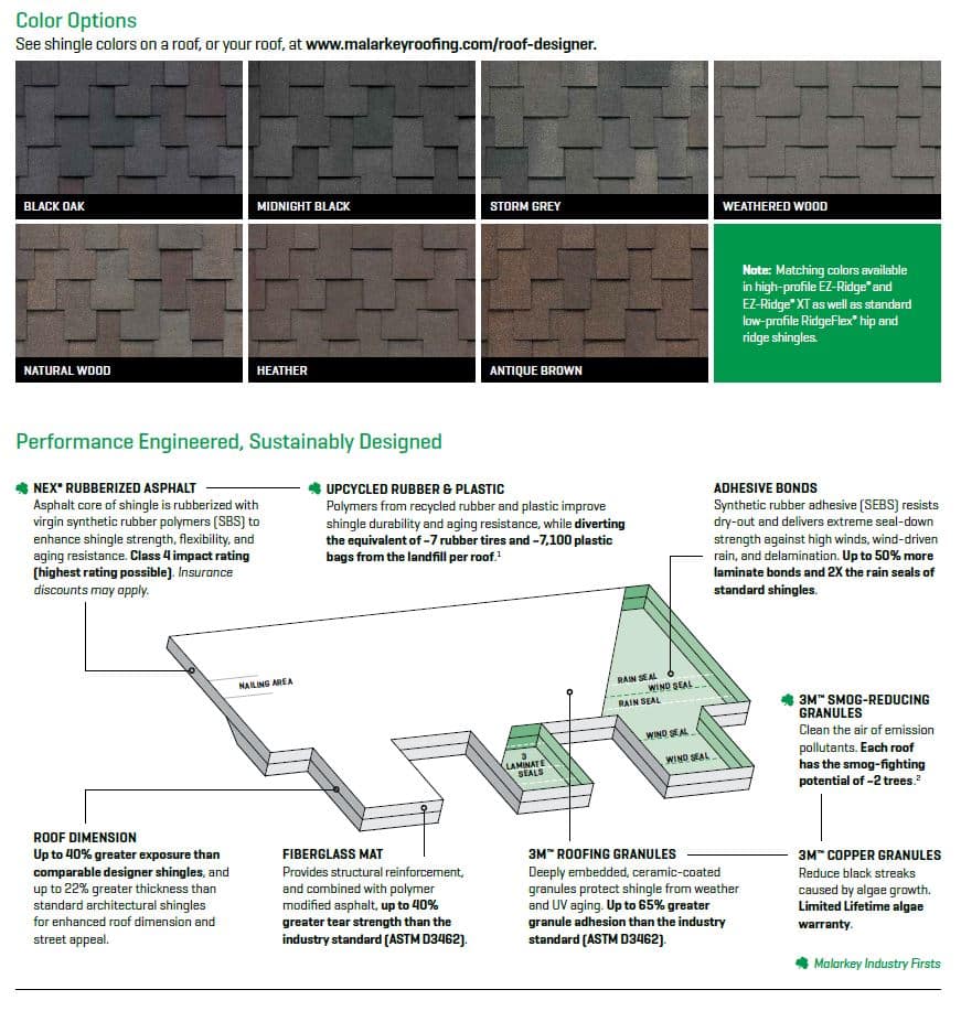 Malarkey Windsor Roof Shingle Color Options