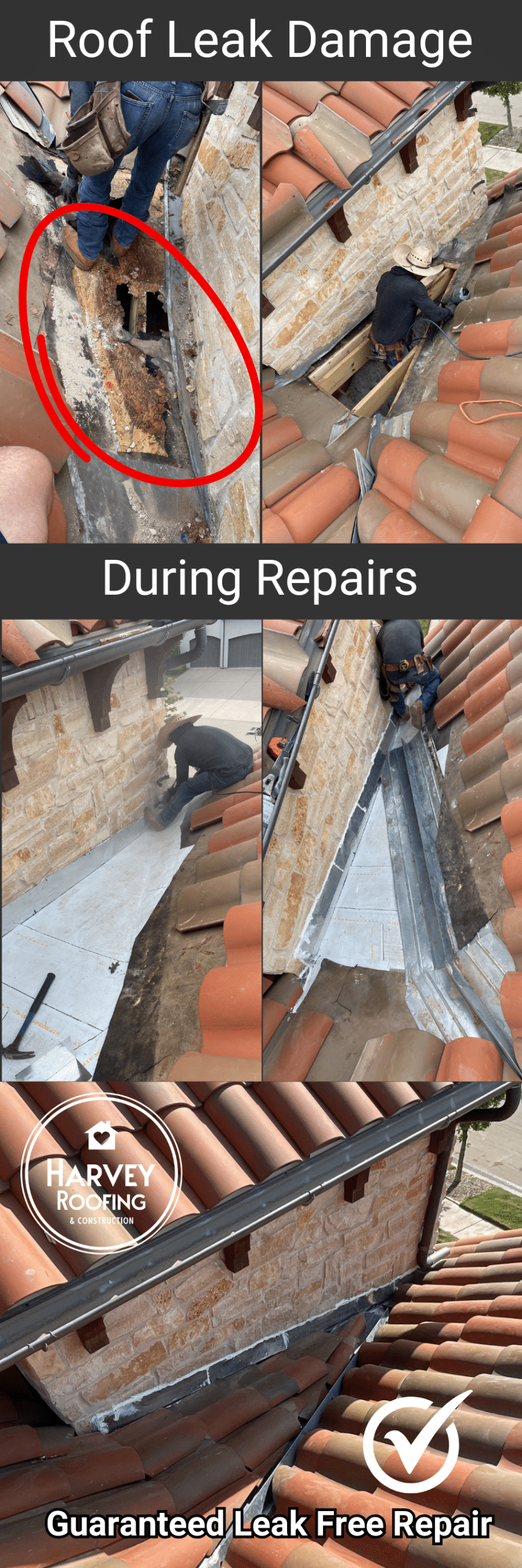 Before and After - Tile Roof Leak Repair