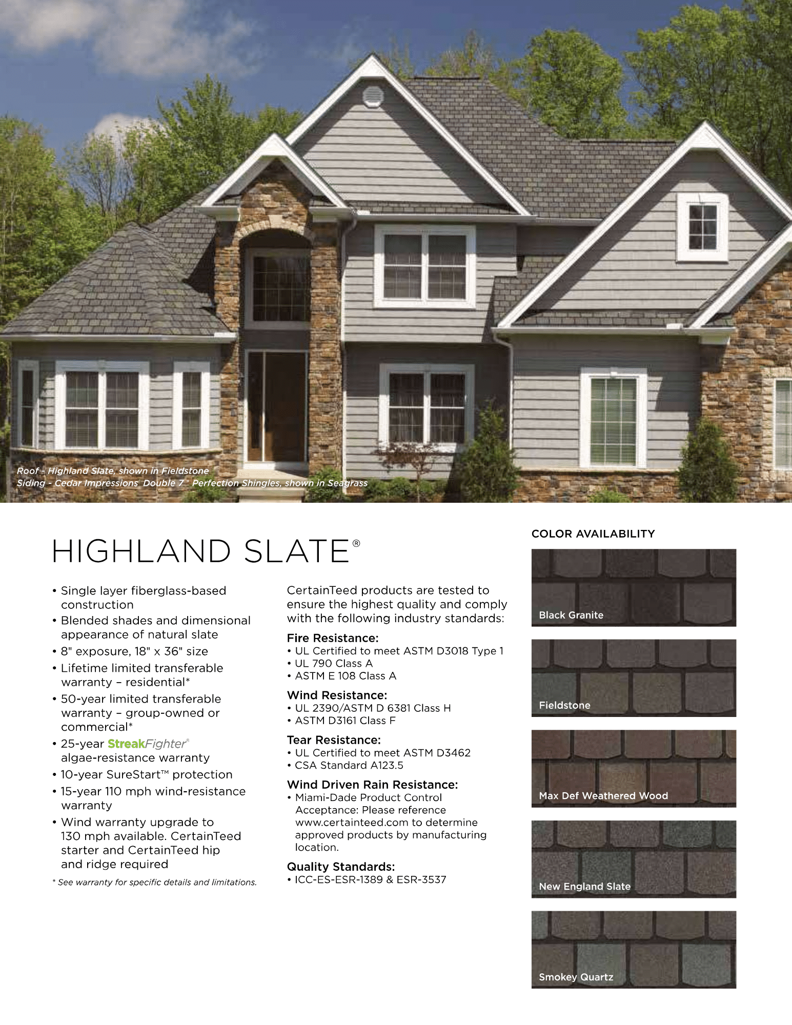 CertainTeed Highland Slate Shingle Colors